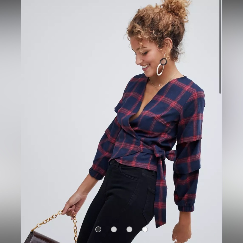 Parisian Check Wrap Crop Top